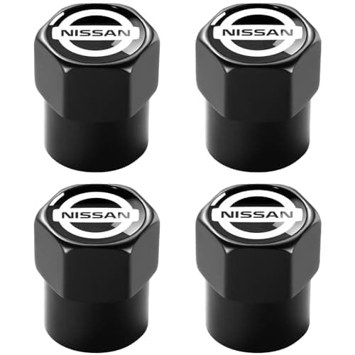 Tire Valve Stem Caps Cover for Nissan Metal Car Wheel Air caps Auto Valve Stem Caps Accessories 4 Pack Black