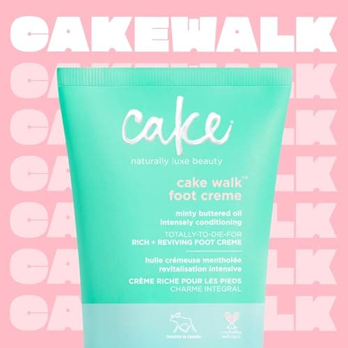 Cake Beauty Nourishing Foot Cream, The Cake Walk - Nourishes, Conditions & Soothes Dry Heels and Feet - Rich & Reviving Triplemint Scent - Cocoa Butter, Almond & Avocado Oil -3.4 Fl Oz