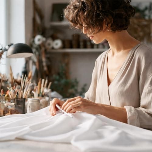 JOSNAAN 59” Wide White Fabric by The Yard, Premium Cotton Blend Cloth, Lightweight, Durable, Wrinkle-Resistant, for Cloth, Decor and DIY (White, 1 Yard) — view 3