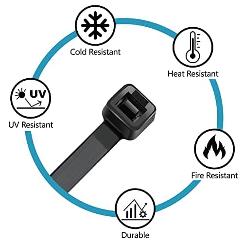 Zip Ties Assorted Sizes(4”+6”+8”+12”), 400 Pack, Black Cable Ties, UV Resistant Wire Ties by ANOSON — view 4