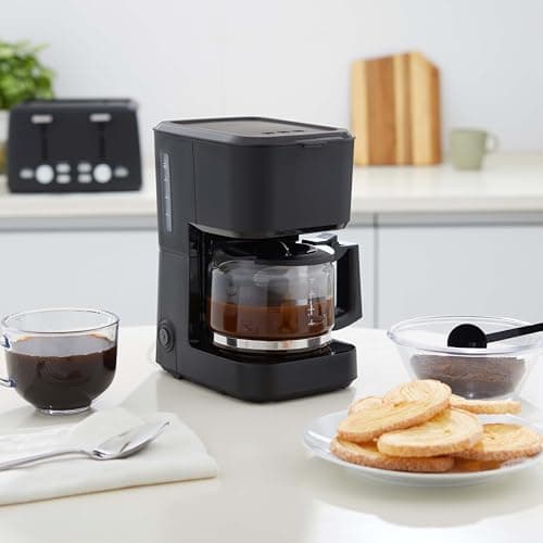 Amazon Basics 5 Cup Drip Coffee Maker with Glass Coffee Pot (0.8 Qt), Auto Shut-off, Auto Pause, Removable Filter Basket, Matte Black — view 6