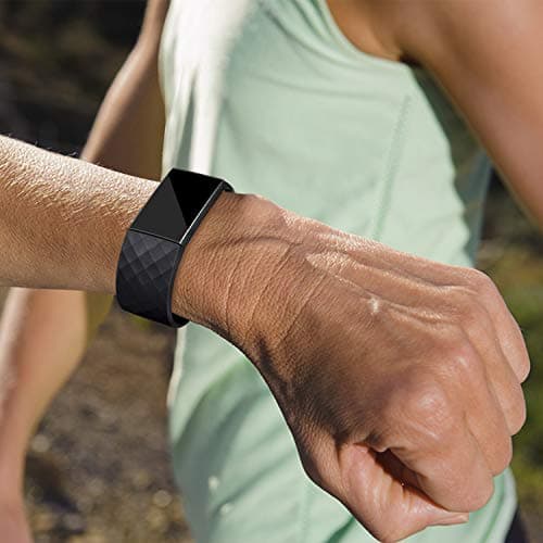 Vancle Bands Compatible with Fitbit Charge 4 / 3 / 3 SE, Classic Soft Replacement Wristband Sport Strap for Fitbit Charge 4 and 3 Fitness Activity Tracker Women Men Small Large (011, Black, Large) — view 7