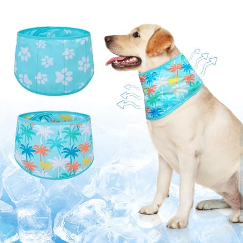 BEAUTYZOO Dog Cooling Bandana for Medium Large Dogs, 2 Pack Instant Cooling Bandanas Breathable Cooling Ice Towel Neck Wraps,Keep Dogs Cool in Hot Summer, Blue Paw L