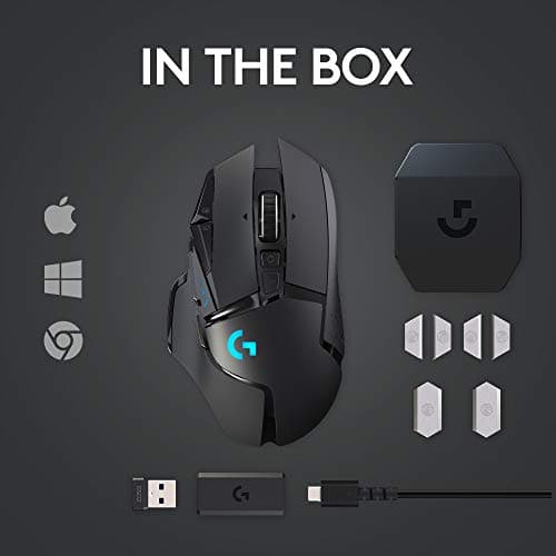Logitech G502 Lightspeed Wireless Gaming Mouse with Hero 25K Sensor, PowerPlay Compatible, Tunable Weights and Lightsync RGB - Black — view 8