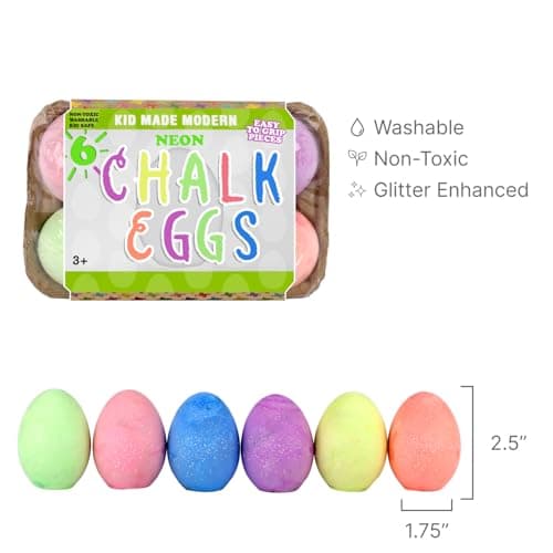 Kid Made Modern Glitter Easter Egg - Set of 6 Egg-Shaped Colored Chalks for Kids, Washable Outdoor Drawing Chalk for Easter Basket Stuffers, Spring Crafts & Egg Hunt Fun, Ages 3+ & Beyond — view 4