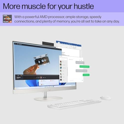 HP 27" FHD Touchscreen All-in-One Desktop, AMD Ryzen 5 (Up to 4.3GHz), 16GB DDR5 RAM, 1TB PCIe SSD, Wi-Fi 6, USB-C, HDMI, Wireless KB & Mouse, Windows 11 — view 2