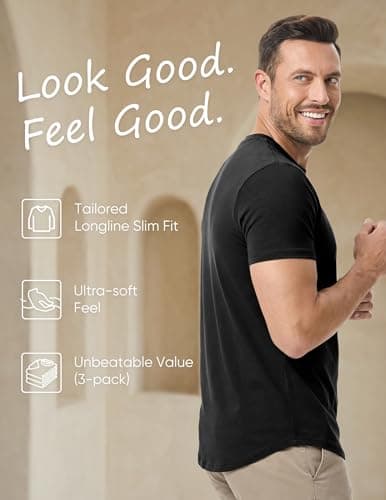 JMIERR Mens 3 Pack Short Sleeve T Shirts Black/Light Grey/Army Green L — view 4