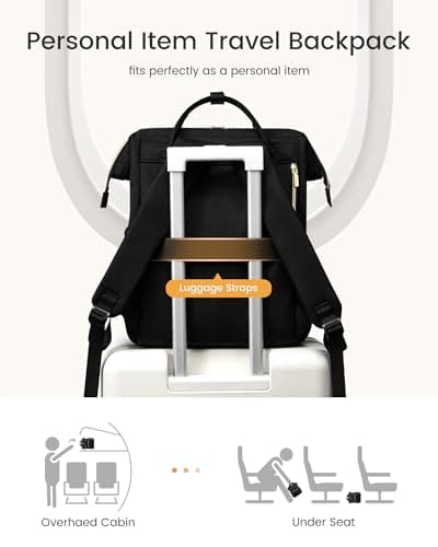 LOVEVOOK Laptop Backpack for Women with Giant Tumbler Holder Pocket,15.6 inch Waterproof Travel Backpack Purse Computer Laptop Bag,Professional Work College Nurse Teacher Backpack Casual Daypack,Black — view 6
