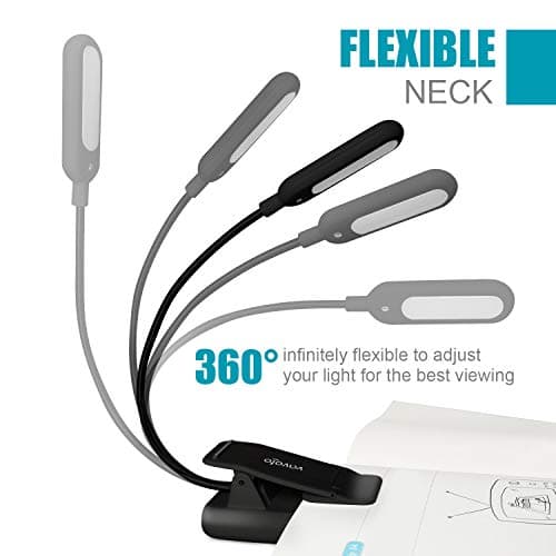 VAVOFO Rechargeable Reading Light, 7 LEDs with 9 Color Temperature 9 Brightness Levels Clip On Book Light for Reading in Bed with Power Indicator for Bookworms (Black) — view 5
