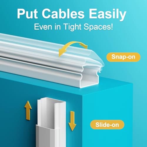 Yecaye Cord Hider, 42In Cord Covers for Wall Mounted TV, White Cable Management Kit, Wire Hiders and Concealer for Cords on Wall, W0.98in H0.51in, White — view 7