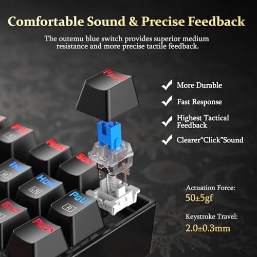 Redragon K552P Mechanical Gaming Keyboard TKL with 18 Backlight Modes, Hot-Swappable Blue Switches, 87-Key Compact Ergonomic Design, N-Key Rollover & Software Programmable Macro - RGB, Black