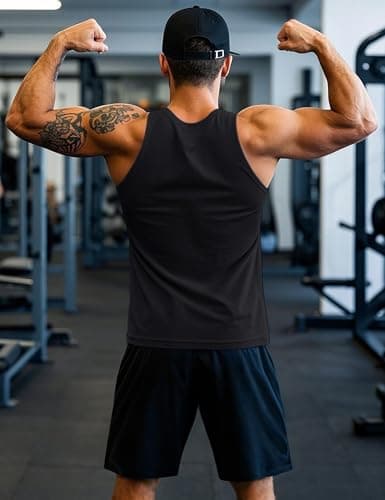 MAGCOMSEN Men's Tank Tops Sleeveless Summer Workout Shirt Casual Bodybuilding Lightweight Breathable Muscle T Shirt Black,L