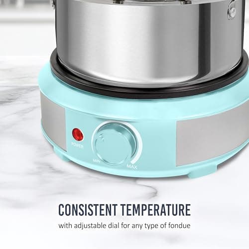 Nostalgia 8-Cup Electric Fondue Pot Set for Cheese & Chocolate - 8 Color-Coded Forks, Temperature Control - Kitchen Gadgets and Appliances for Hors d'Oeuvres and More - Aqua — view 4