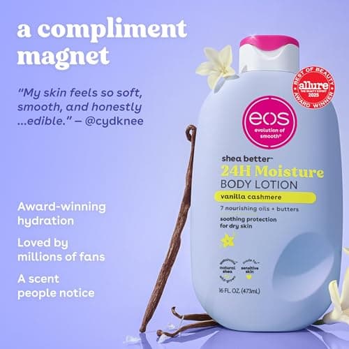 eos Shea Better Body Lotion Vanilla Cashmere, 24-Hour Moisture Skin Care, Lightweight & Non-Greasy, Natural Shea, Vegan, Vanilla Body Lotion, 16 fl oz — view 3