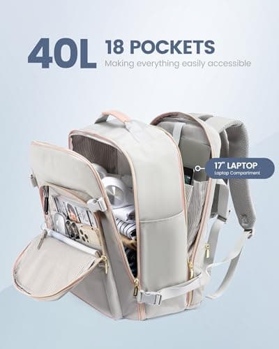 LOVEVOOK 40L Travel Backpack Flight Approved Carry on Backpack,3 Packing Cubes,Waterproof Personal Item Travel Bag,TSA Carry on Luggage Suitcase Travel Essentials,Gifts for Women & Men,fits 17" Laptop — view 4