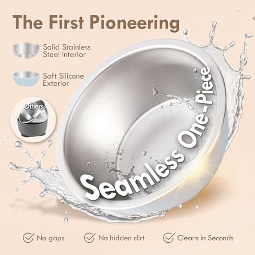 Moonkie Baby Bowls with Suction, Stainless Steel & Silicone Toddler Bowls with Lids, Seamless One-Piece Design Silicone Bowls for Babies 4 Months+, 13oz, BPA-Free, Lead-Free, Dishwasher Safe, 2 Pack — view 2