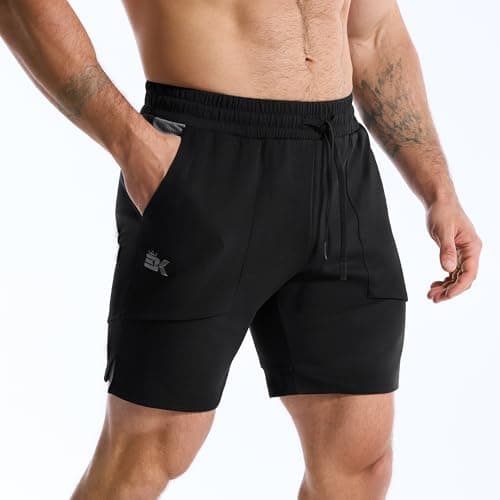 BROKIG Mens Gym Shorts Leg Slim Workout Casual Short(Black,X-Large) — view 6