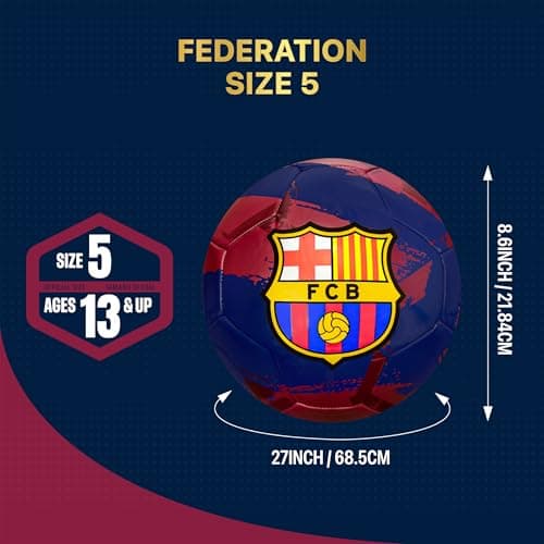 Icon Sports FC Barcelona Brush Team Soccer Ball, Brush Navy, 5 — view 5