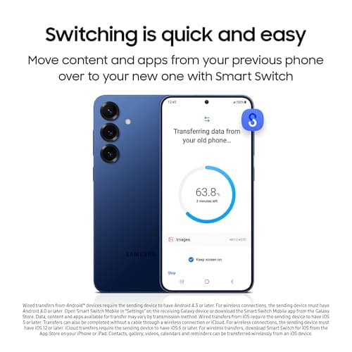 Samsung Galaxy S25+ Cell Phone, 256GB Smartphone, Unlocked Android, AI Night Mode Camera, Snapdragon 8 Elite Fast Processor, ProScaler Display, 4900mAh Battery, 2025, US 1 Yr Warranty, Navy — view 6