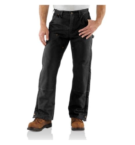 Carhartt Men's Loose Fit Washed Duck Double-Front Utility Work Pant, Black, 32W x 30L