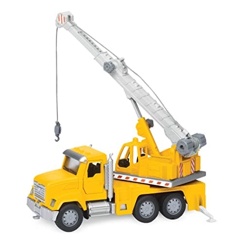 Driven by Battat – 7-Inch Crane Truck Toy with Lights & Sounds, Movable Parts, Construction Vehicle for Boys & Girls, Durable Design, Realistic Details, Gift 3+ Years Toy for Kids