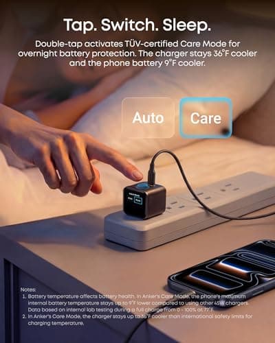 Anker Nano USB C Charger,45W USB C Charger Block with Smart Display,180°Foldable Plug,Smart Recognition,Built-in Care Mode,for iPhone17/16/15 (Non-Battery,One USB-C Port,No Cable Included) — view 3