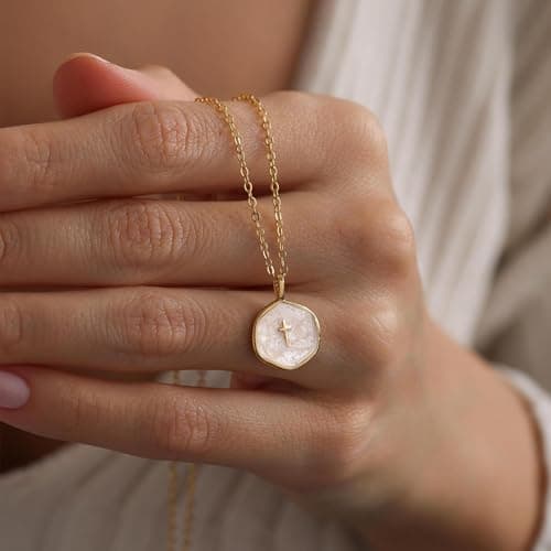 Tewiky Graduation Gift for Her Cross Necklace for Women-Dainty Simple 14k Gold Plated Cross Pendant Cute Necklaces for Women Jewelry — view 2