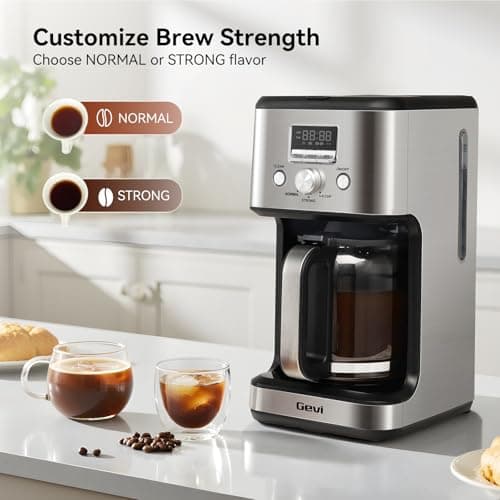 Gevi 14-Cup Drip Coffee Maker, Strong Brew, Glass Carafe, 2H Warm Silver — view 4