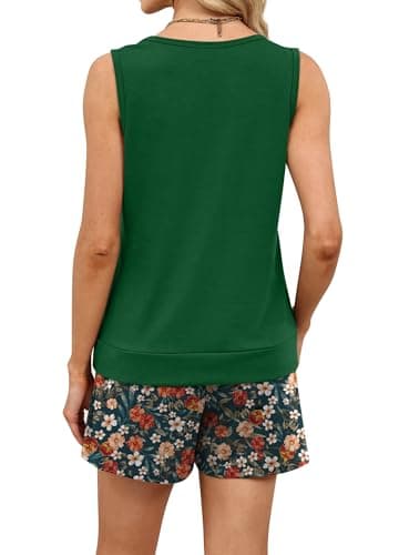 WIHOLL Lounge Sets for Women Two 2 Piece Short Sets for Women Summer Beach Vacation Clothes Business Casual Travel Airport Cruise Outfits 2026 Matching Clothing Fashion Resort Wear 2026 Green Floral — view 4