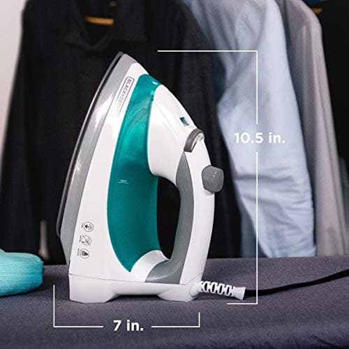 Black+Decker Lightweight Steam Iron for Clothing, Smart Steam Techology, Anti-Drip, Teal, 1200W, IR0820C — view 7