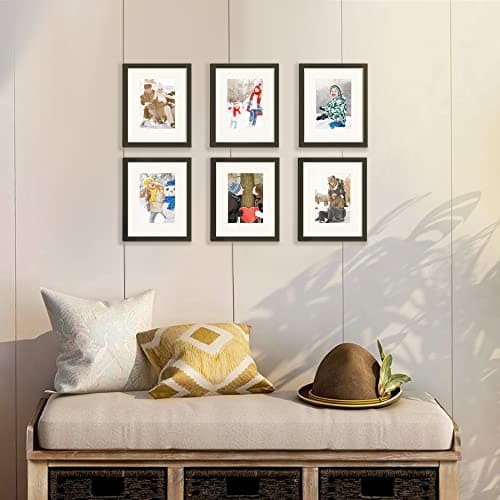 upsimples 8x10 Picture Frame Set of 5, Display Pictures 5x7 with Mat or 8 x 10 Without, Wall Gallery Photo Frames, Black