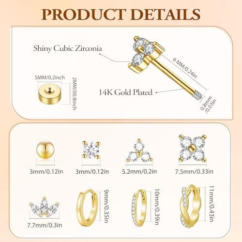 Turandoss 8 airs Gold Hoop Earrings for Women Trendy — view 2
