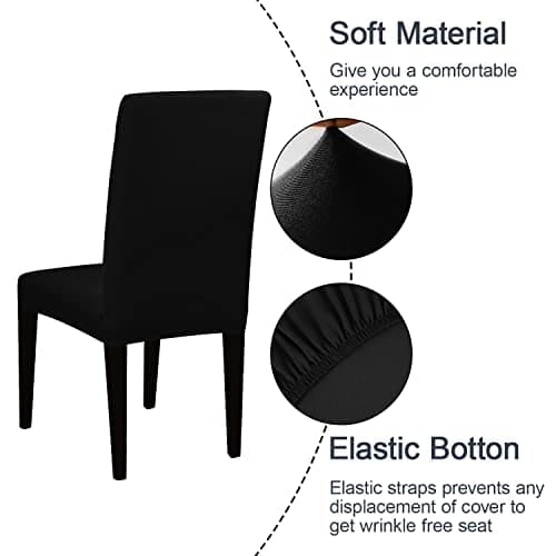 JQinHome High Stretch Removable Washable Chair Seat Protector Cover for Home Party Hotel Wedding (Pack of 6, Black) — view 3