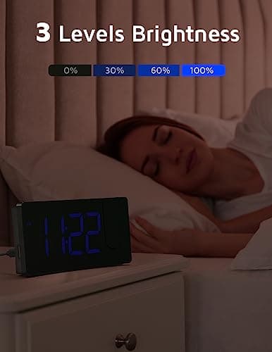 GOLOZA Projection Alarm Clock, Digital Clock with Modern Curved Design — view 2