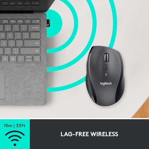 Logitech M705 Marathon Wireless Mouse, Gaming Mouse Wireless, 2.4 GHz USB-A Receiver, 5-Programmable Buttons, 3-Year Battery, PC, Mac, Laptop, Chromebook - Black — view 6