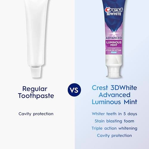 Crest 3D White Advanced, Teeth Whitening Toothpaste for Adults, 3.7 oz, 4 Pack, Cavity Protection Fluoride Toothpaste, Strengthens Enamel, Travel Size Toiletries — view 3