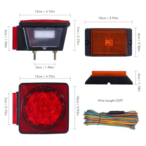 MAXXHAUL 70205 Trailer Light Kit - 12V All LED, Left and Right Waterproof Submersible for Trailers, Boat Trailer Truck Marine Camper RV Snowmobile, Red — view 5