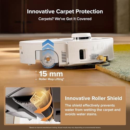 roborock Qrevo Curv 2 Flow Robot Vacuum and Mop, SpiraFlow Real-Time Self-Cleaning Roller Mop, 20,000 Pa, Dual Zero-Tangle System, AI Obstacle Avoidance, Heat-Washes & Dries Mop, Carpet Protection — view 5