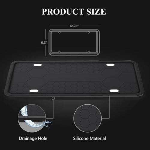 RJUP License Plate Frame 2 Pack Black, Universal Silicone License Plate Holder for Cars, SUVs, Vans, Rustproof & Weatherproof, Anti-Scratch License Plate Protector, Easy Installation for Men & Women — view 6