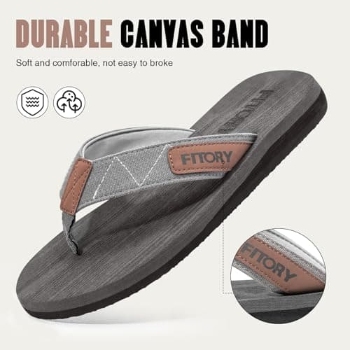 FITORY Men's Flip-Flops, Thongs Sandals Comfort Slippers for Beach Gray Size 10 — view 4