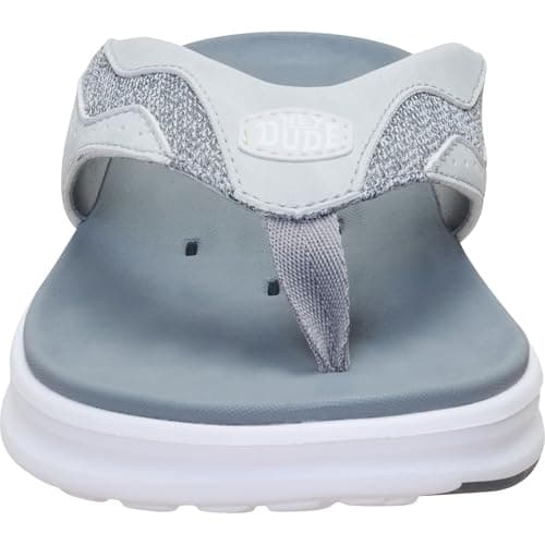 HEYDUDE Men's Hey2O Flip Flop Mesh Sandal, White/Grey Size 11 | Water Friendly Flip Flops with Drainage Outsole and Quick Dry Upper