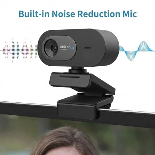 Vauvinmaic 4K Webcam with Microphone, UHD Ultra-HD Computer Camera with Privacy Cover & Noise-Canceling Mic, 100° Wide Angle, USB Plug & Play Pro Desktop Web Cam for Zoom, Skype, Teams, Streaming — view 3