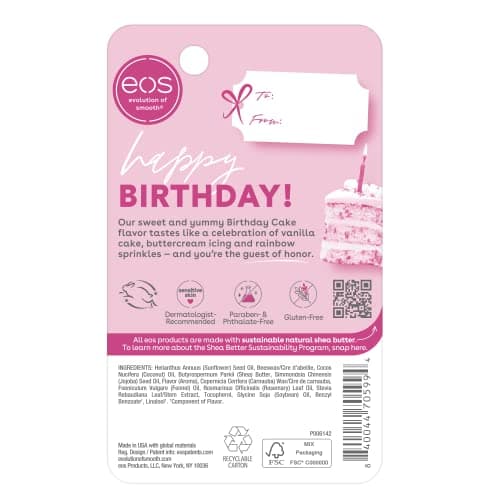 eos Natural Shea Lip Balm- Birthday Cake, All-Day Moisture, Shea Butter, Dry Lip Care, 0.14 oz — view 6