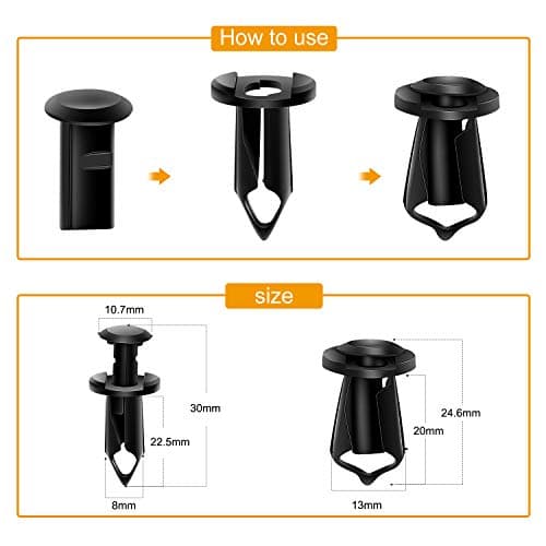 GOOACC GRC-70 35PCS Engine Under Cover Splash Shield Guard Body Bolts Bumper Fender Liner Push Retainer Fastener Rivet Clips, Black — view 2