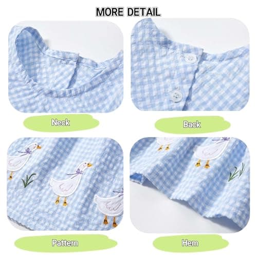 Winzik Girls Dress, Toddler Summer Short Sleeve Cotton Casual Easter Dresses Clothes 18M-7Y(5-6 Years, Blue Ducks) — view 5