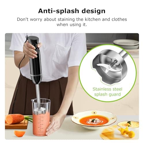 Bonsenkitchen Hand Blender, Immersion Blender with 2 Mixing Speed, Electric Handheld Mixer Portable Stick Mixer with Stainless Steel Blades for Soup, Smoothie, Puree, Baby Food — view 4