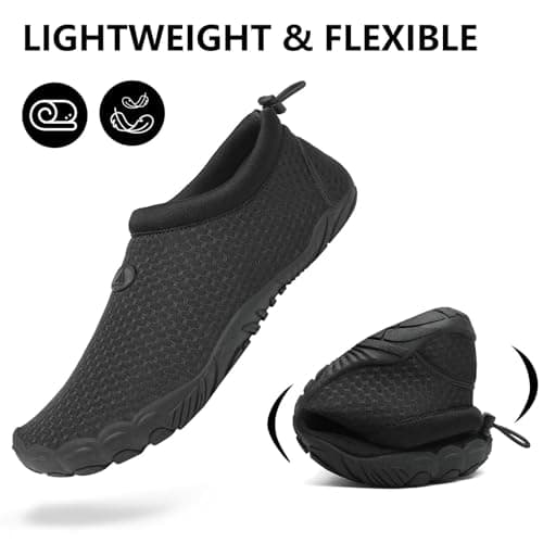 Mishansha Womens Mens Water Shoes Wide Toe Box Swim Beach Barefoot Shoes Quick Dry Non Slip Lividity Black 11 Women/9 Men — view 5