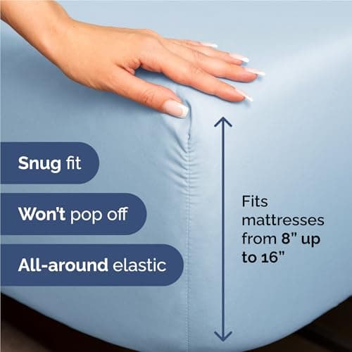 Full Size 4 Piece Sheet Set - Comfy Breathable & Cooling Sheets - Hotel Luxury Bed Sheets for Women & Men - Deep Pockets, Easy-Fit, Soft & Wrinkle Free Sheets - Light Blue Oeko-Tex Bed Sheet Set — view 2