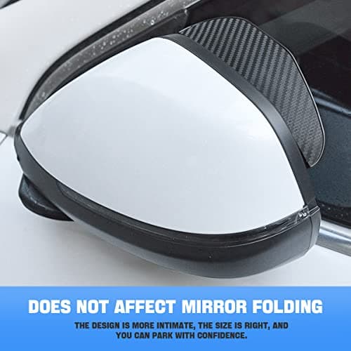 Blilo 2PCS Smoke Visor Guards for Car Side Mirrors - Waterproof Carbon Fiber Auto Rain Eyebrows for Cars, Trucks and SUVs - Universal Fit (Black) — view 2