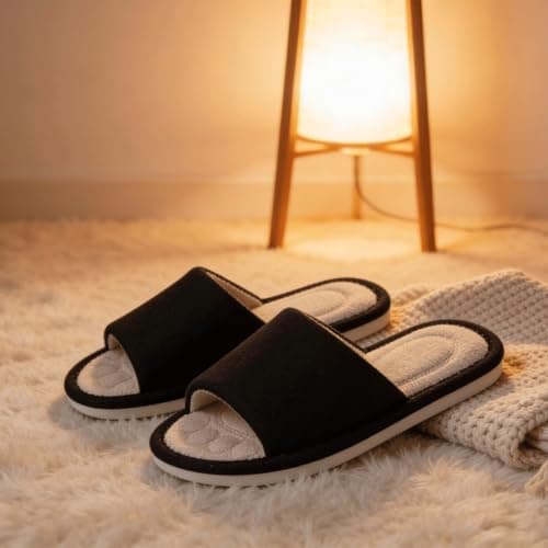 Dokela Mens Open Toe House Slippers Breathable Slip-on Indoor Slippers with Memory Foam Soft Machine Washable Bedroom Home Shoes — view 6